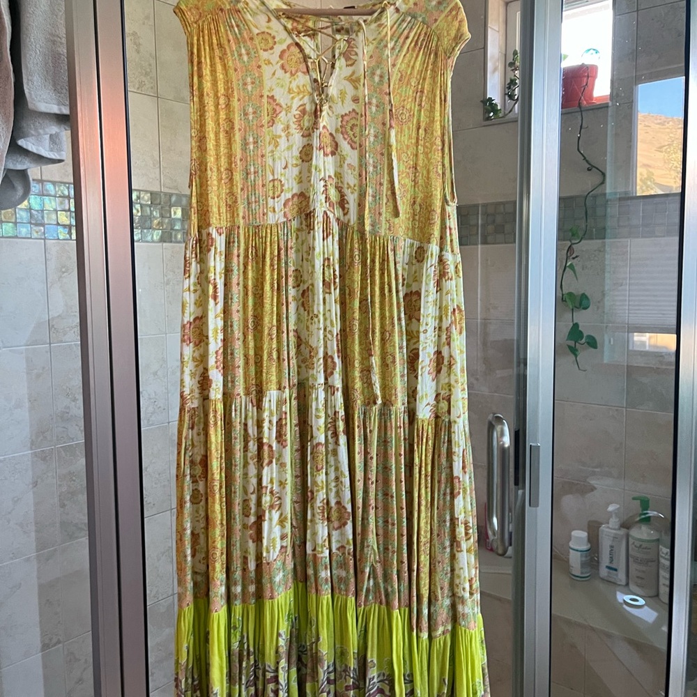 Free people Boho Floral Maxi Dress with Yellow and greenAccents